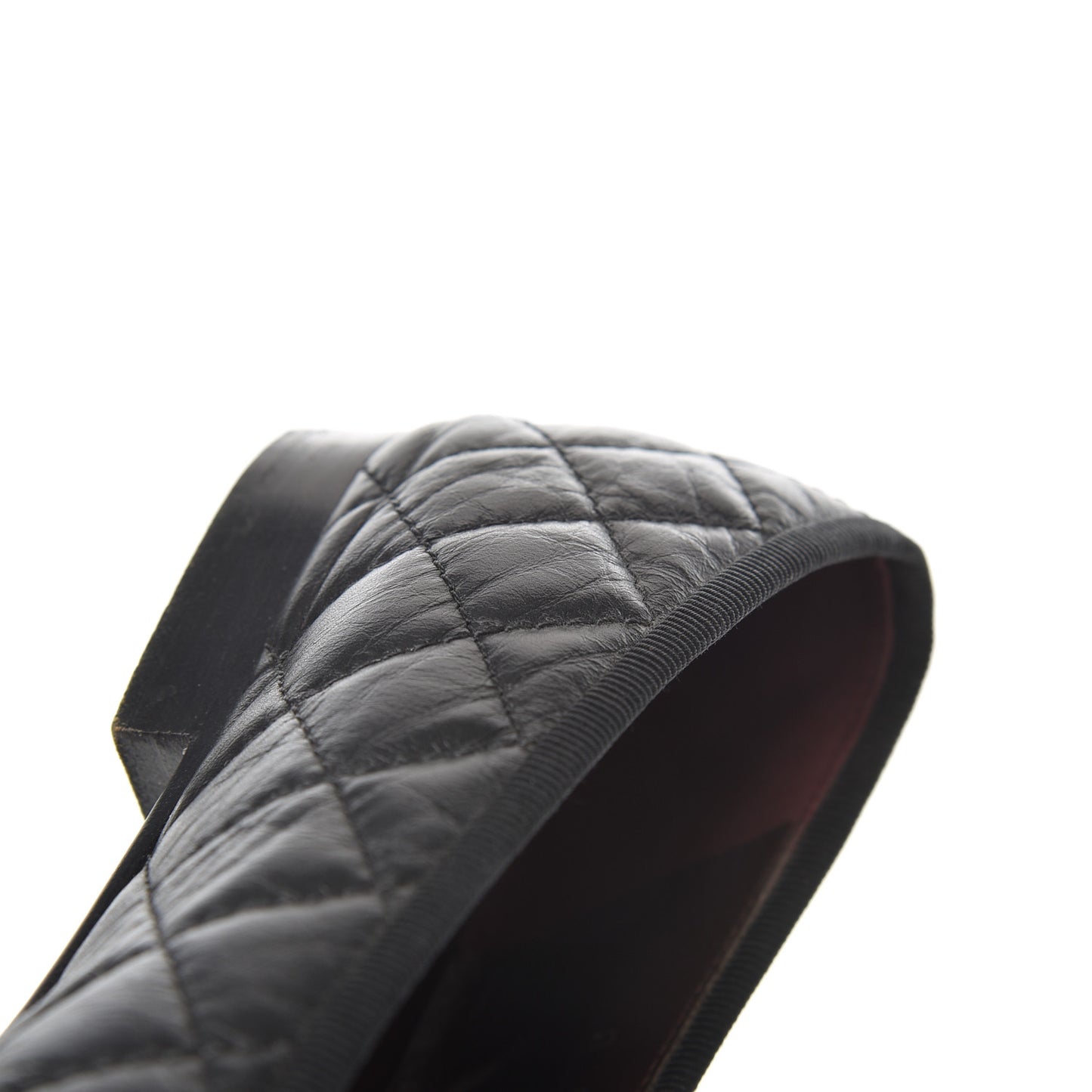 Aged Calfskin Quilted CC Cap Toe Ballerina Flats 38.5 Black