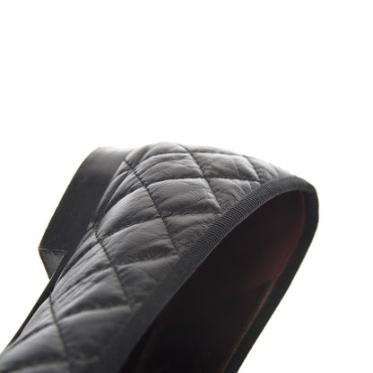 Chanel Aged Calfskin Quilted CC Cap Toe Ballerina Flats 38.5 Black 16 of 20