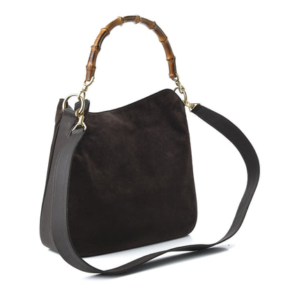 Gucci Suede Bamboo Top Handle Tote Dark Brown 3 of 10