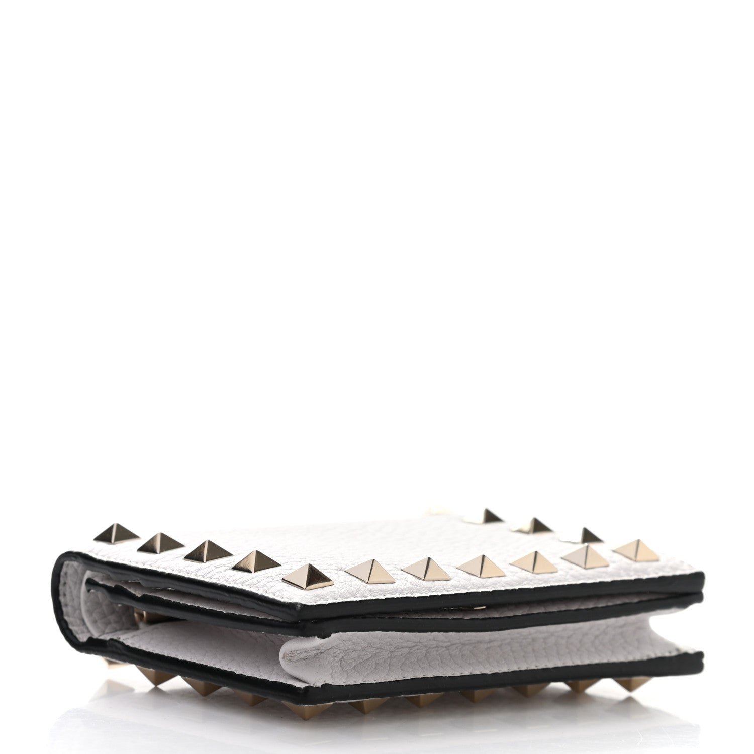 Valentino Garavani Pebbled Calfskin Rockstud French Flap Wallet Optic White 4 of 10