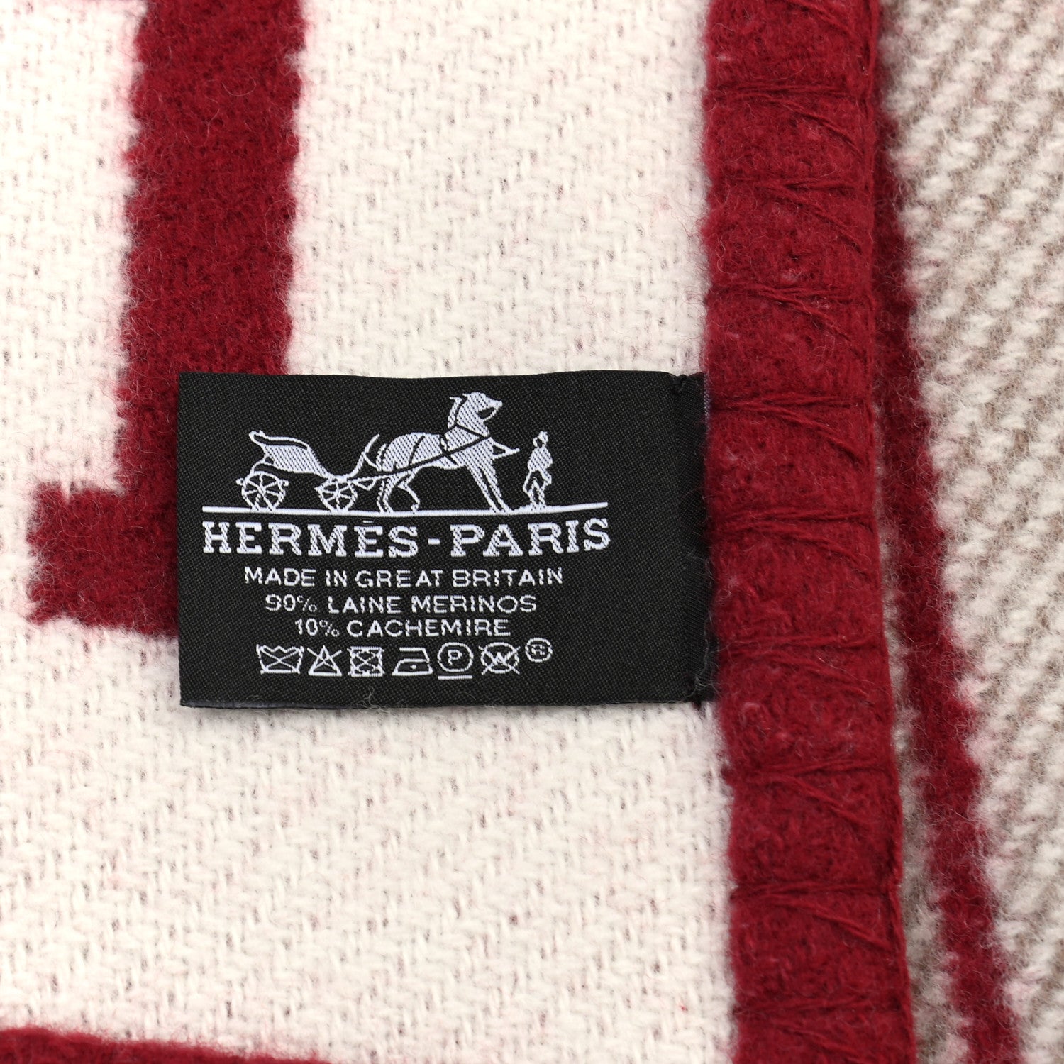 Hermes Wool Cashmere Avalon III Blanket Ecru Rouge H 3 of 3