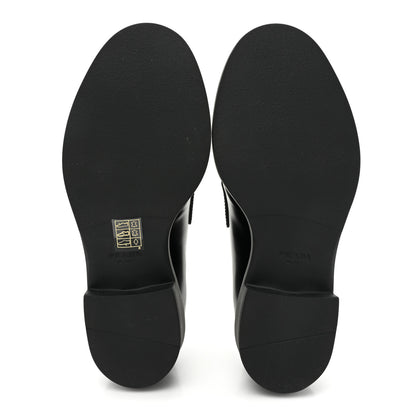 Prada Spazzolato Metal Triangle Logo 50mm Loafers 35 Black 5 of 9