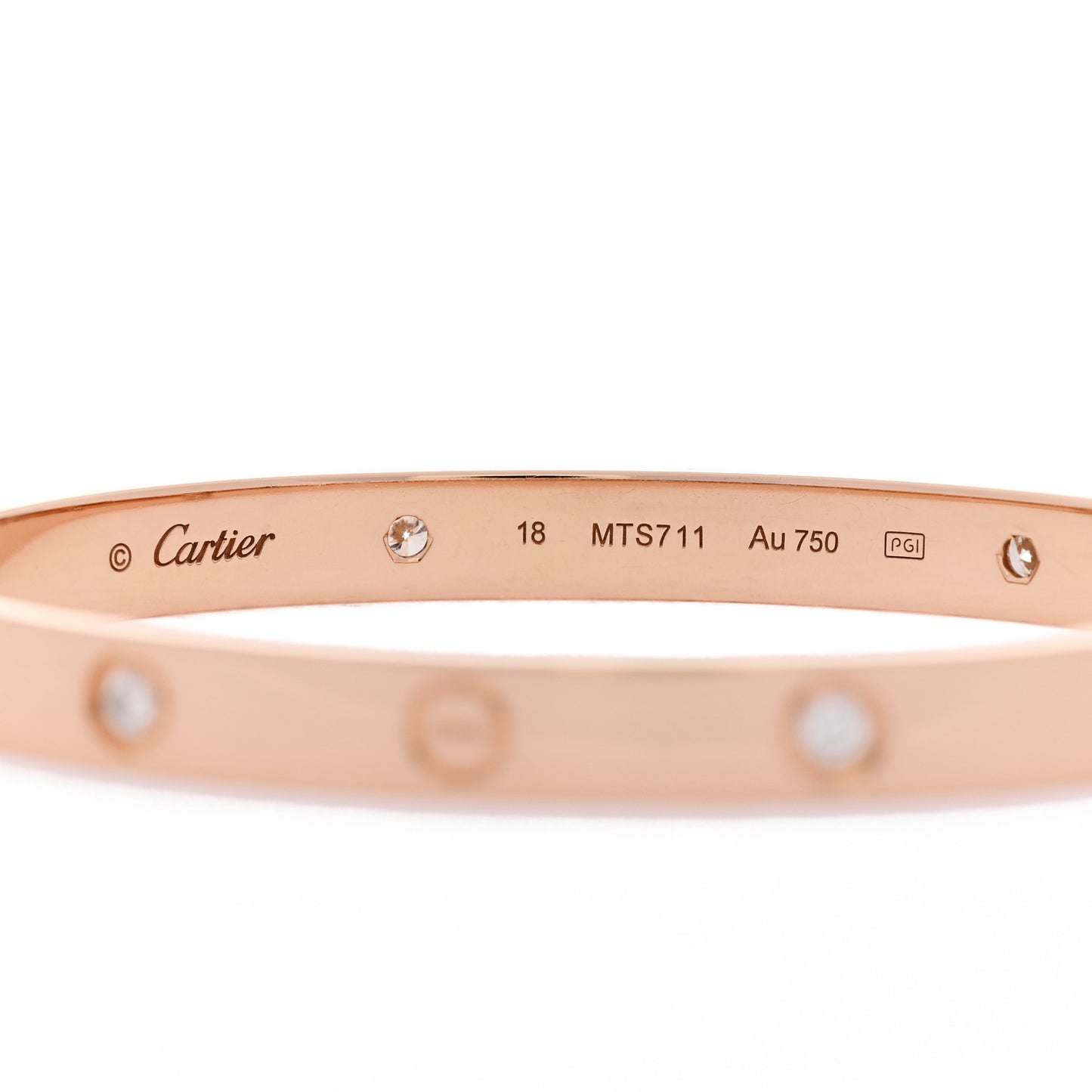 18K Pink Gold 4 Diamond LOVE Bracelet 17