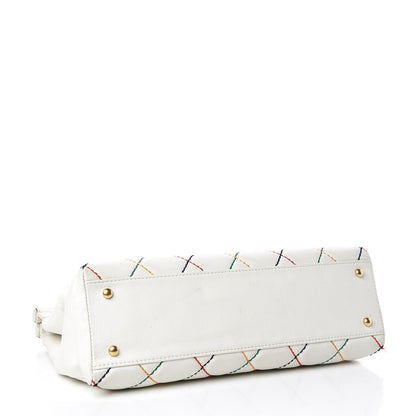 Chanel Calfskin Multicolor Stitch Tote White 4 of 11