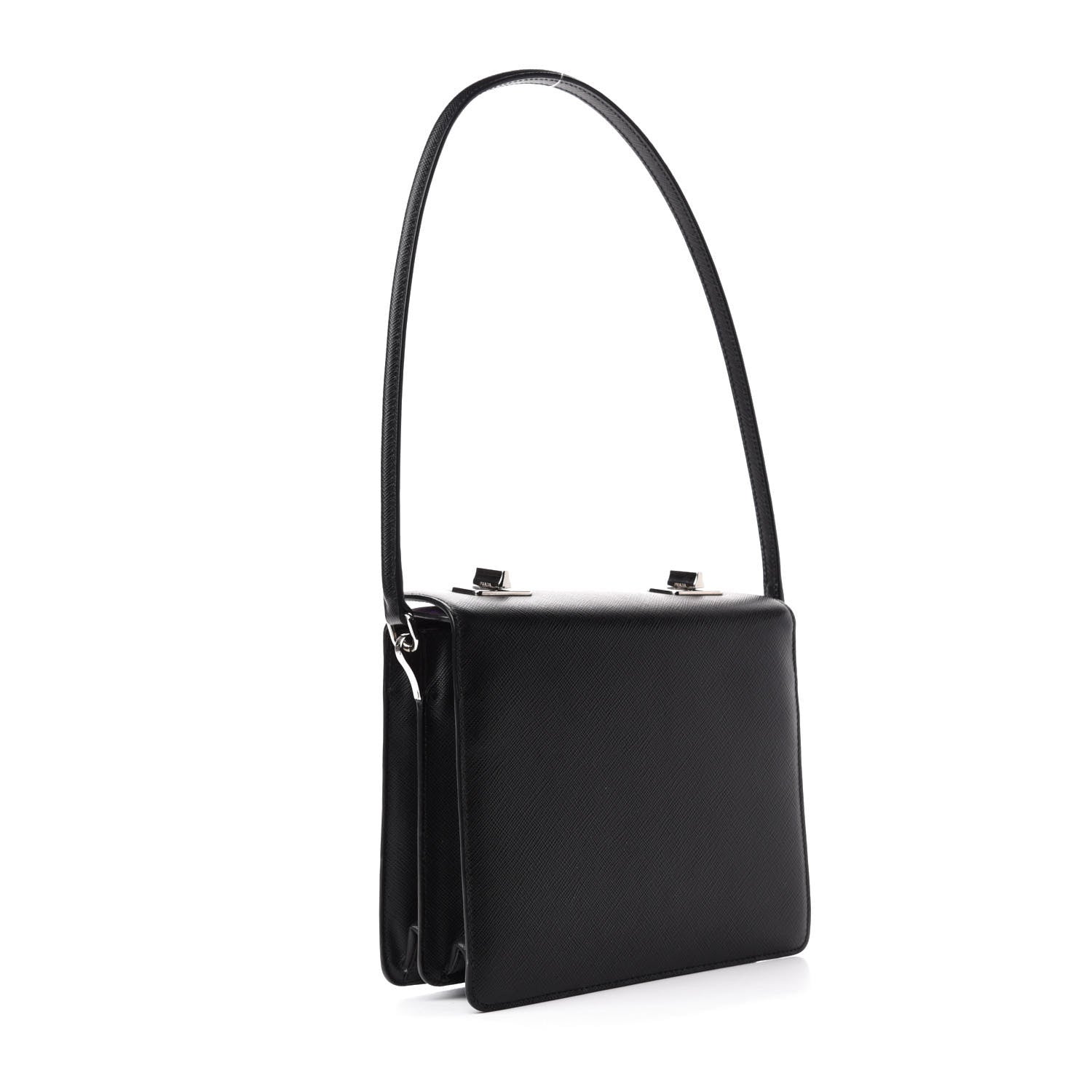 Prada Saffiano Lipstick Print Shoulder Bag Black Multicolor 3 of 9