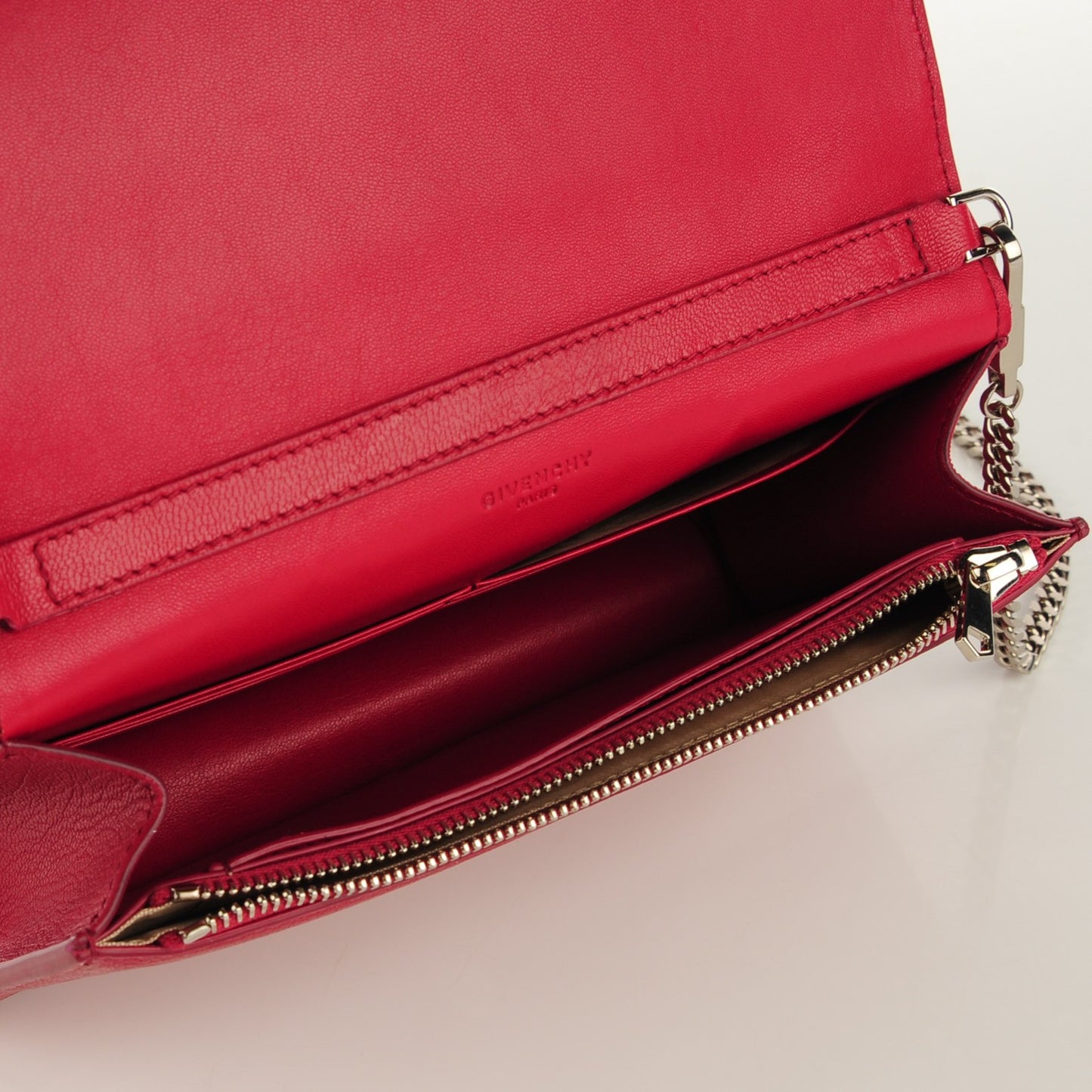 Sugar Goatskin Pandora Chain Wallet Deep Red