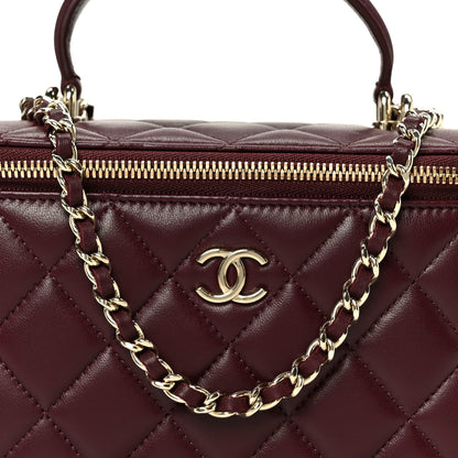 Chanel Lambskin Quilted Small Top Handle Vanity Case With Chain Burgundy 8 of 10
