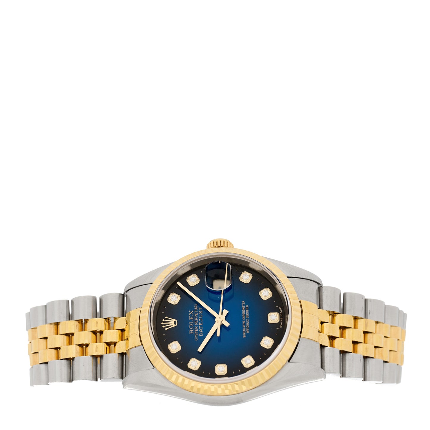 Stainless Steel 18K Yellow Gold Diamond 36mm Oyster Perpetual Datejust Watch Blue 16233