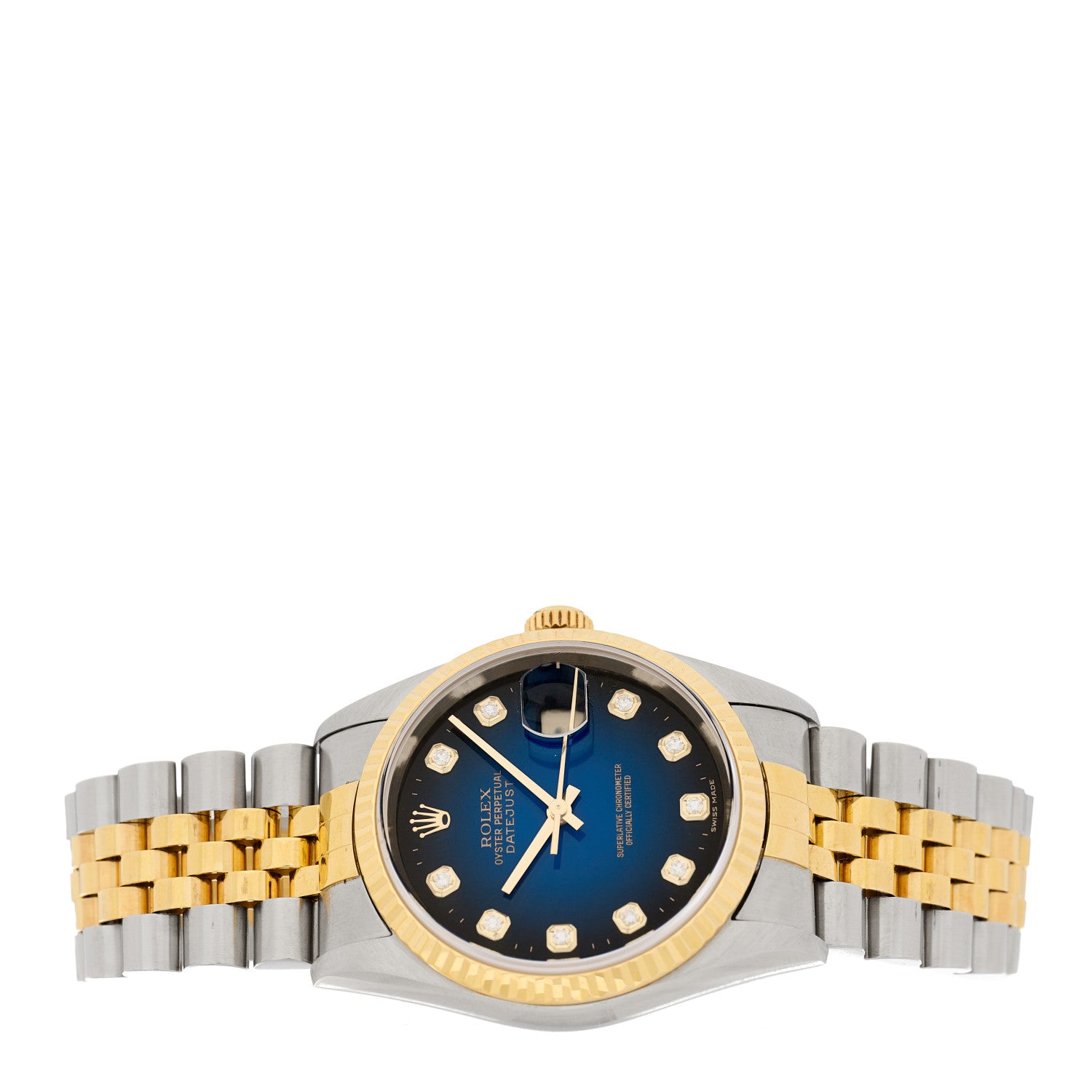 Rolex Stainless Steel 18K Yellow Gold Diamond 36mm Oyster Perpetual Datejust Watch Blue 16233 2 of 4