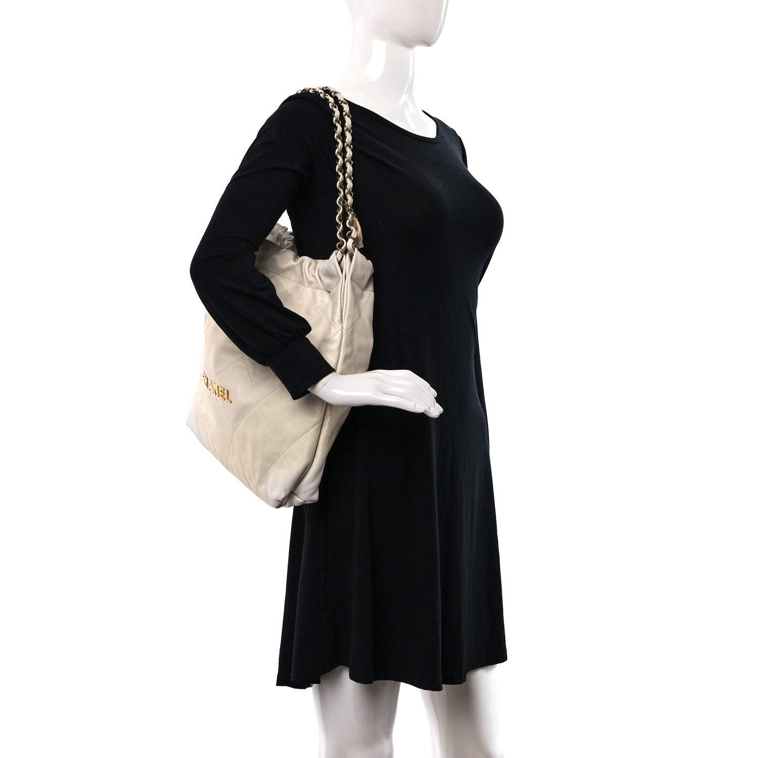 Chanel Iridescent Calfskin Quilted Chanel 22 Golden White 2 of 11