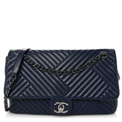 Chanel Lambskin Quilted Large CC Crossing Flap Navy 1 of 11