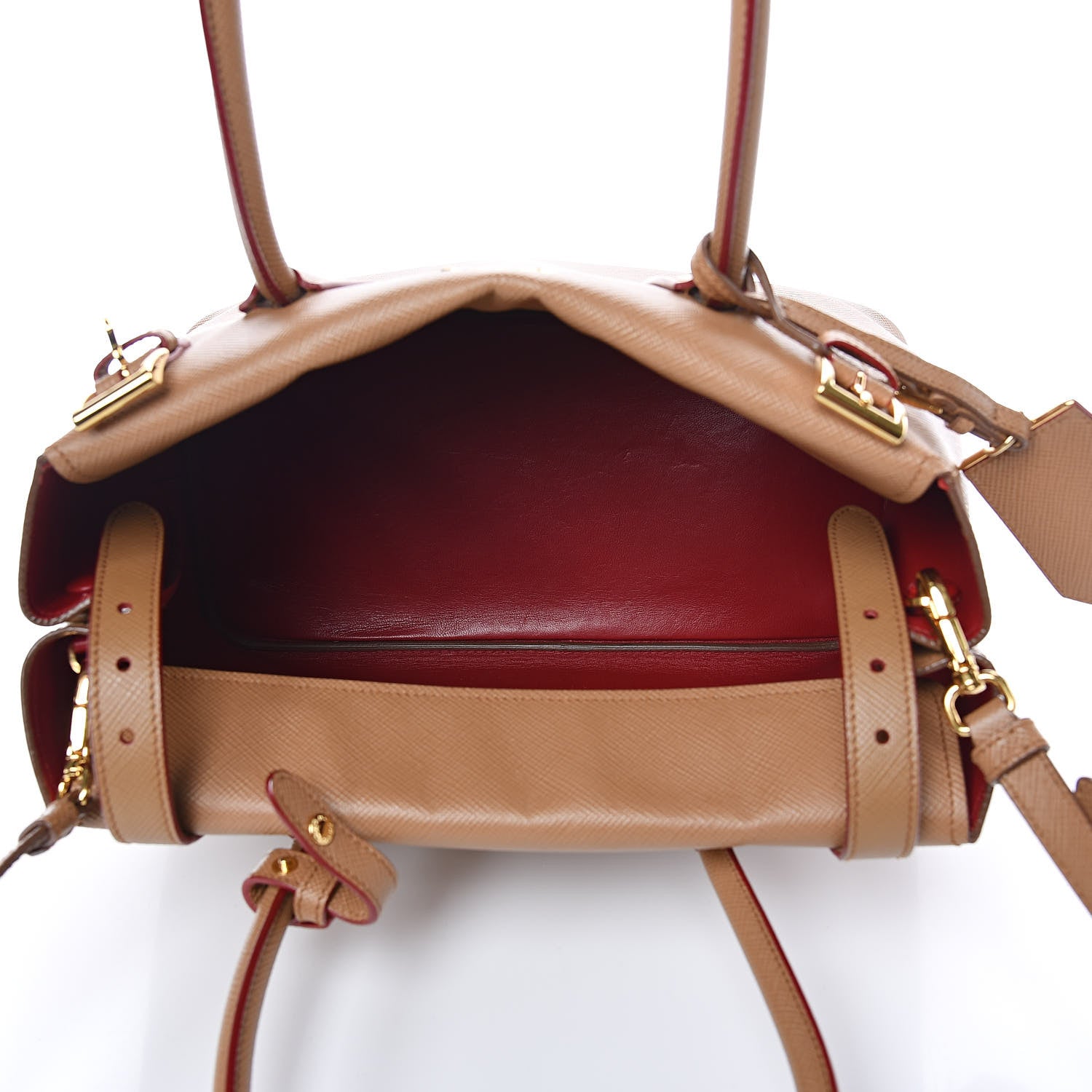 Prada Saffiano Cuir Buckle Tote Caramel 5 of 14