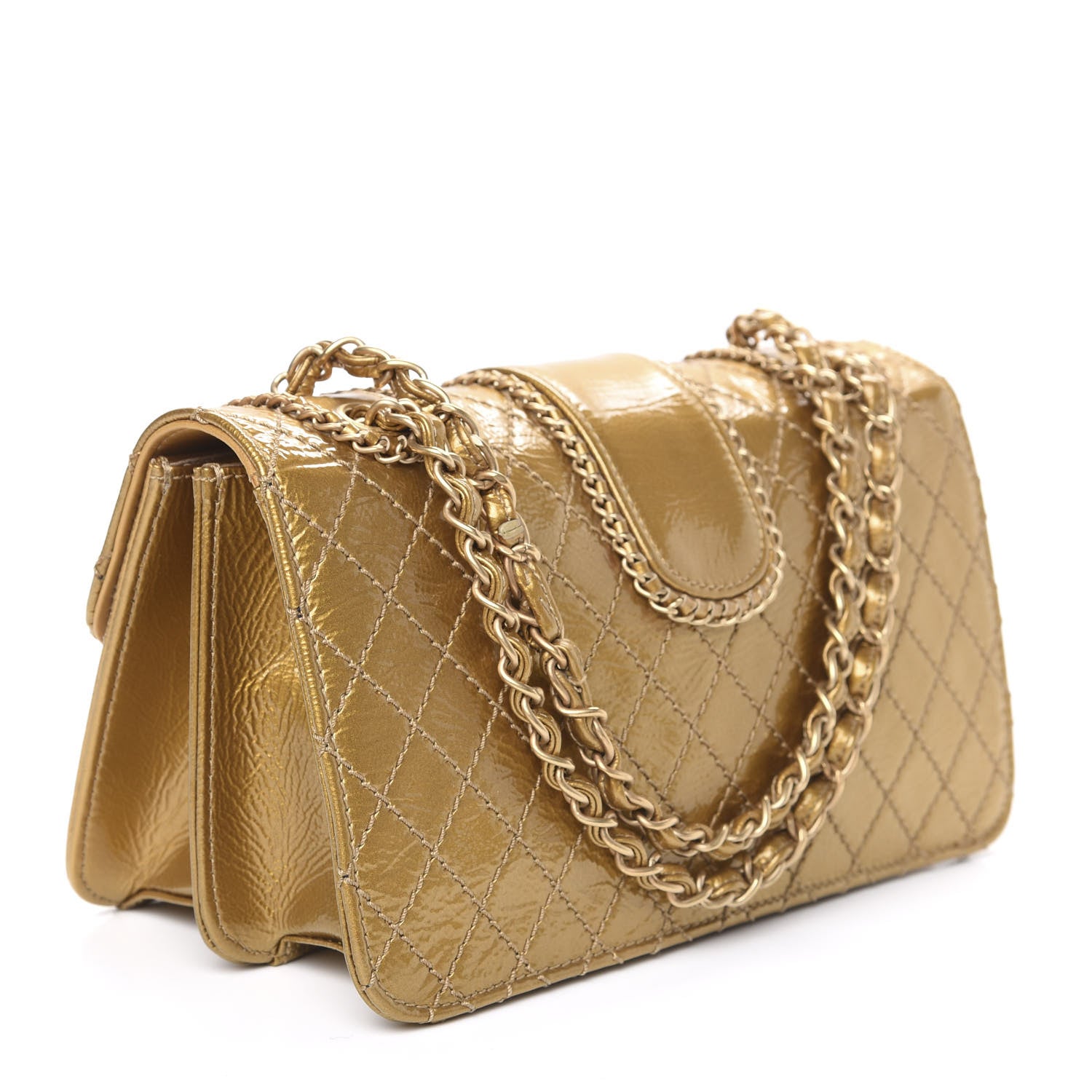 Chanel Patent Medium Madison Flap Gold 2 of 15