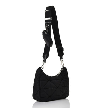 Prada Re-Nylon Triangle Padded Patchwork Shoulder Bag Black 2 of 4