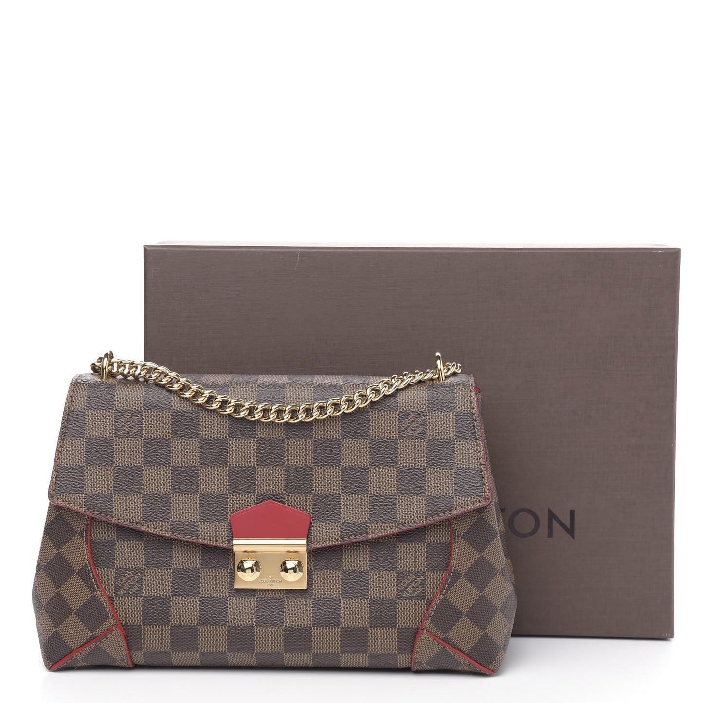 Damier Ebene Caissa Clutch Cherry