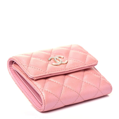 Chanel Iridescent Caviar Small Quilted Flap Wallet Rose Pink 4 of 7