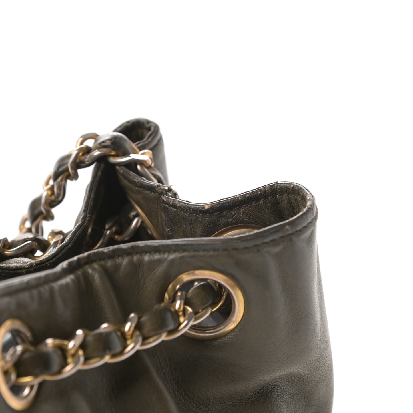 Lambskin CC Drawstring Bag Green