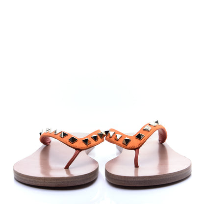 Valentino Garavani Satin Calfskin Rockstud Thong Sandals 36 Orange 2 of 11