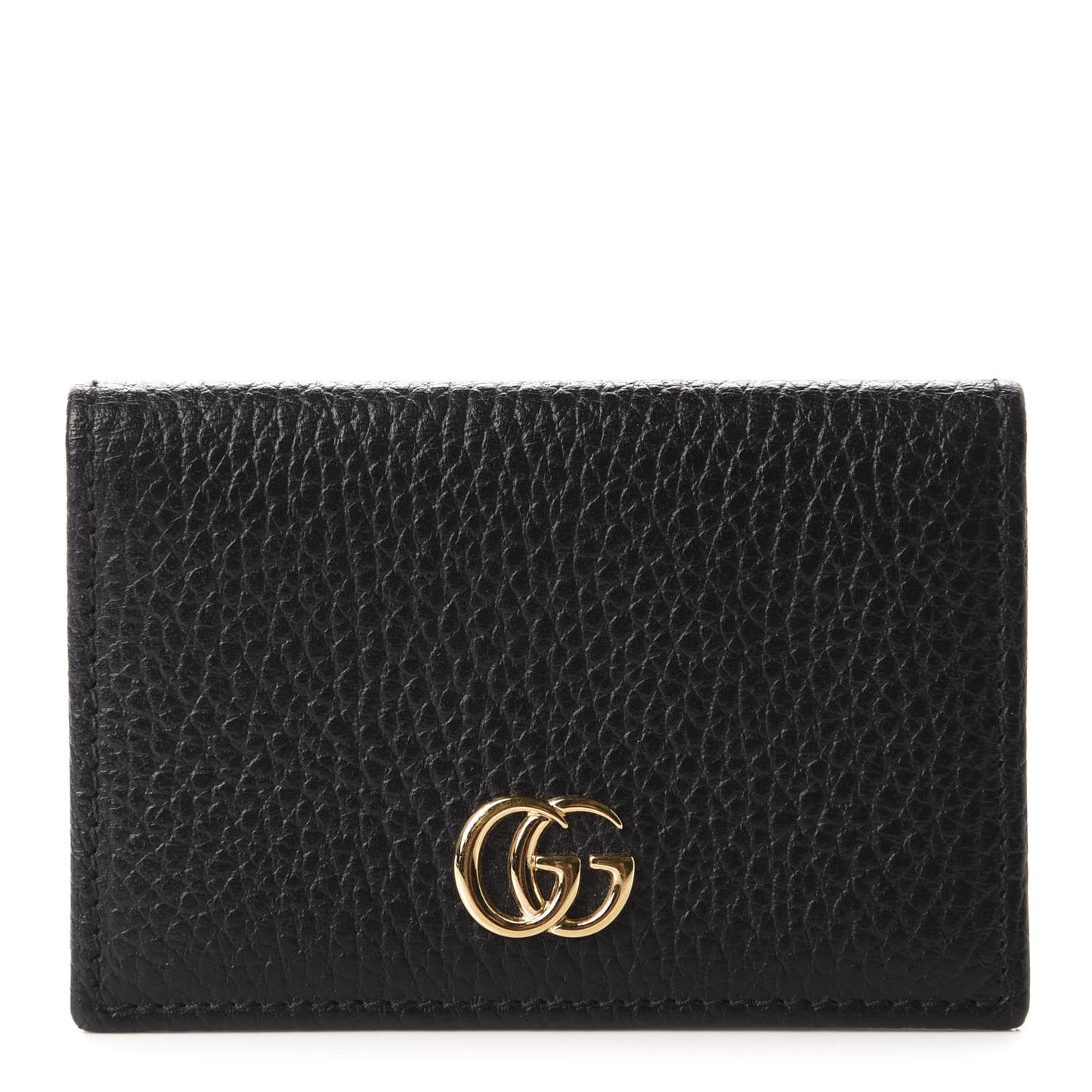 Pebbled Calfskin GG Marmont Card Case Black