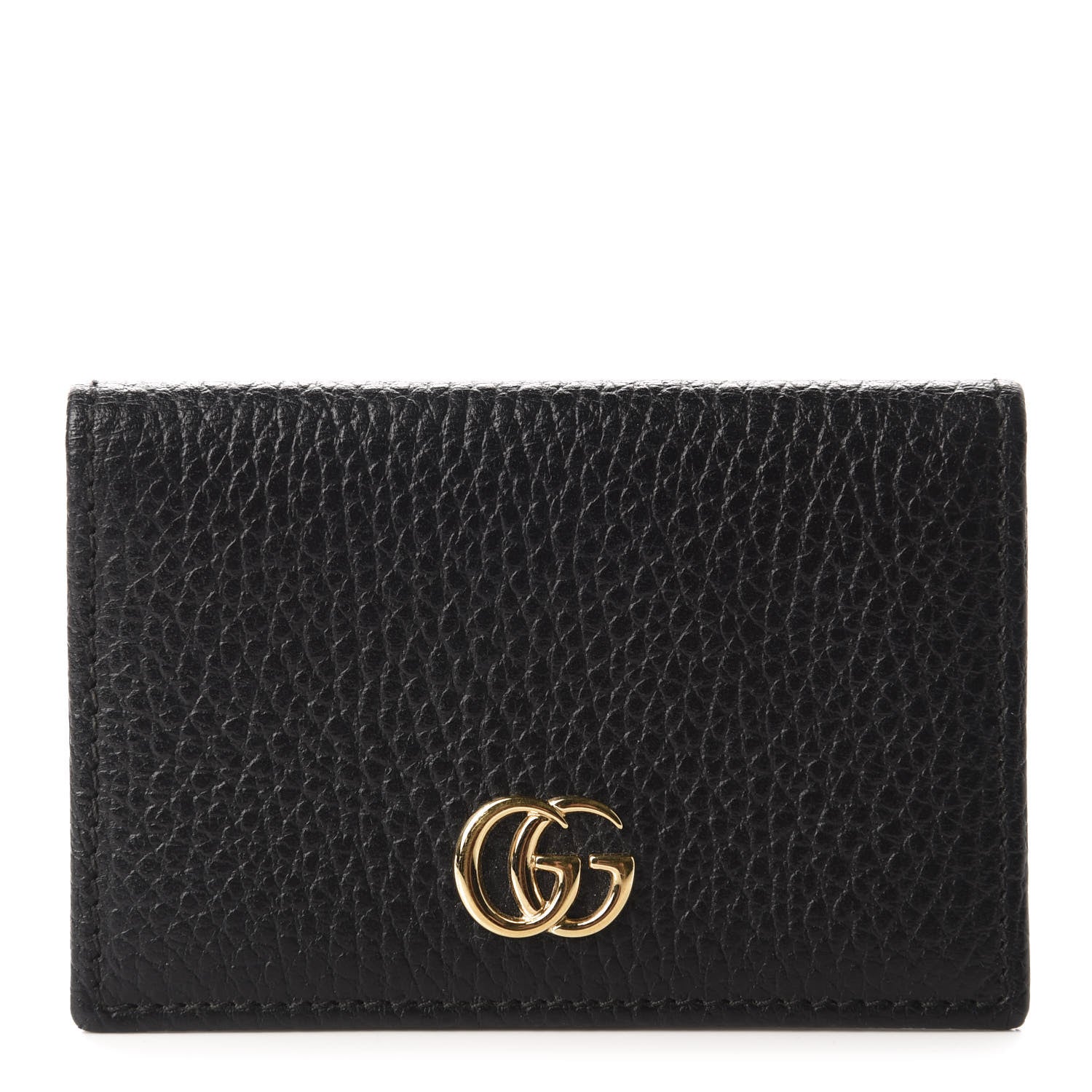 Gucci Pebbled Calfskin GG Marmont Card Case Black 1 of 7