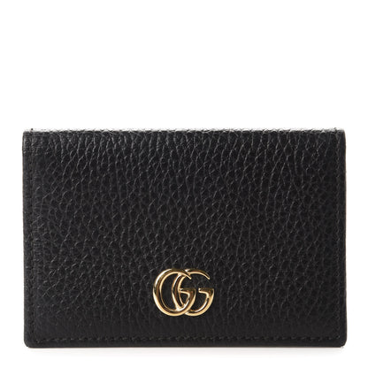 Gucci Pebbled Calfskin GG Marmont Card Case Black 1 of 7