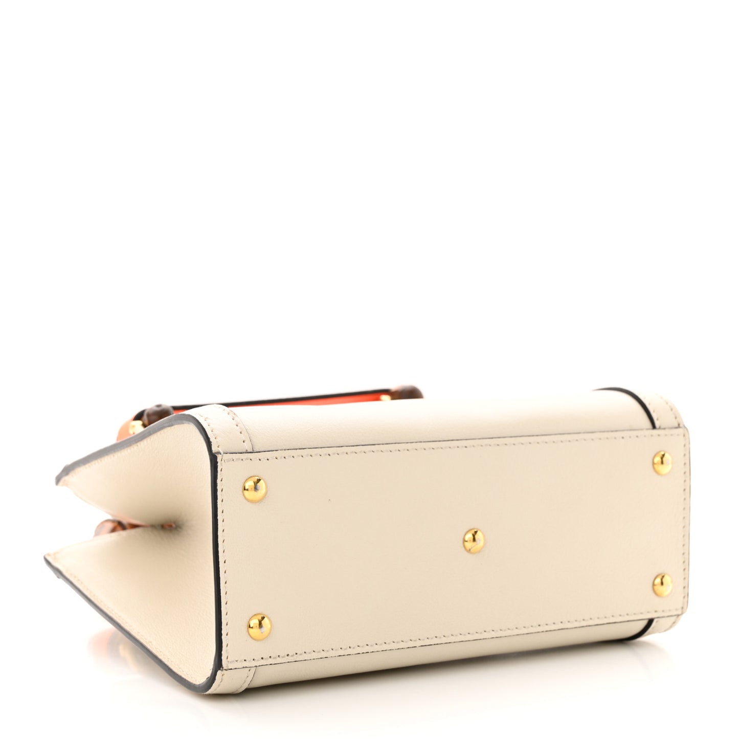 Wonka Grain Calfskin Mini Diana Tote Bag Mystic White Orange Fluo