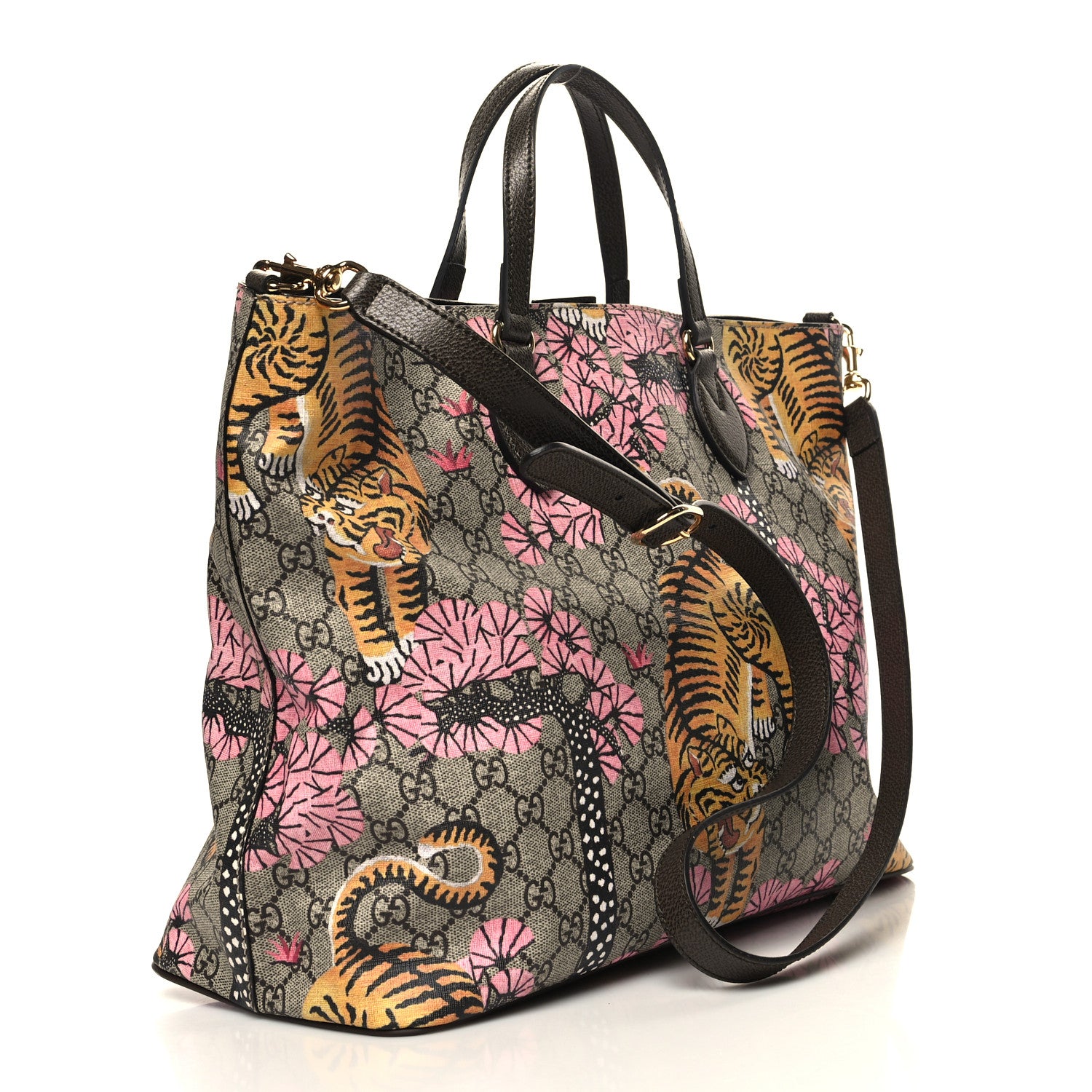 Gucci Soft GG Supreme Monogram Bengal Medium Crossbody Tote Beige Pink 3 of 11