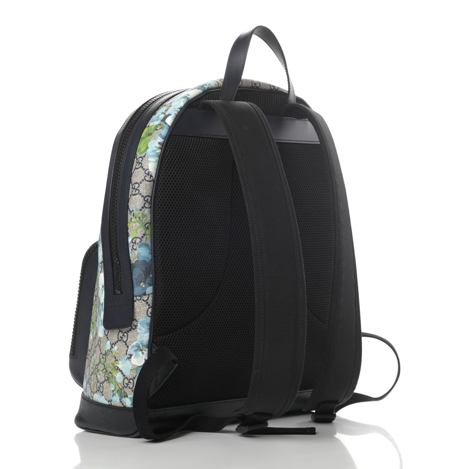 Gucci GG Supreme Monogram Blooms Medium Day Backpack Beige Blue Navy 2 of 5