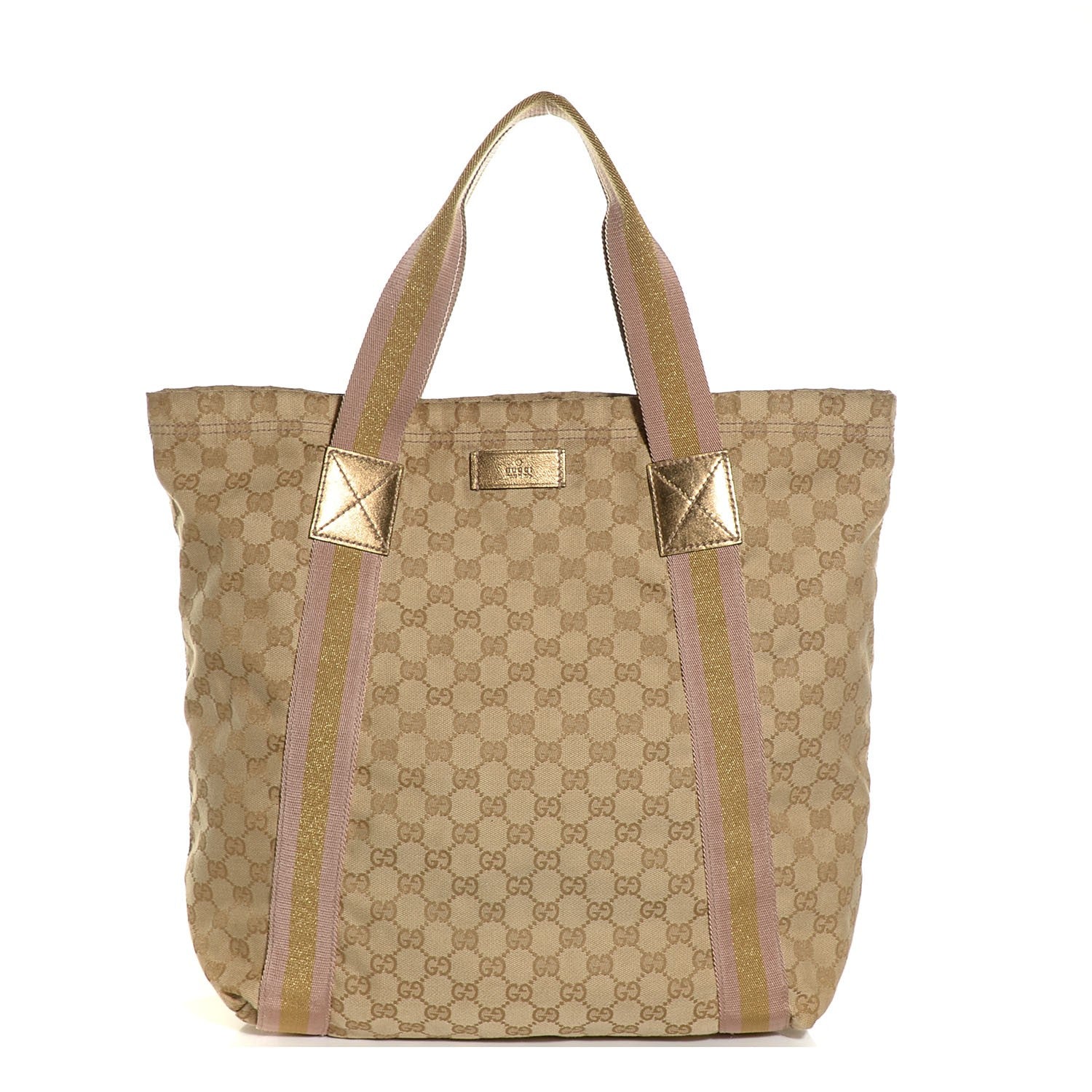 Gucci GG Monogram Medium Web Handle Vertical Tote Pink Gold 1 of 8