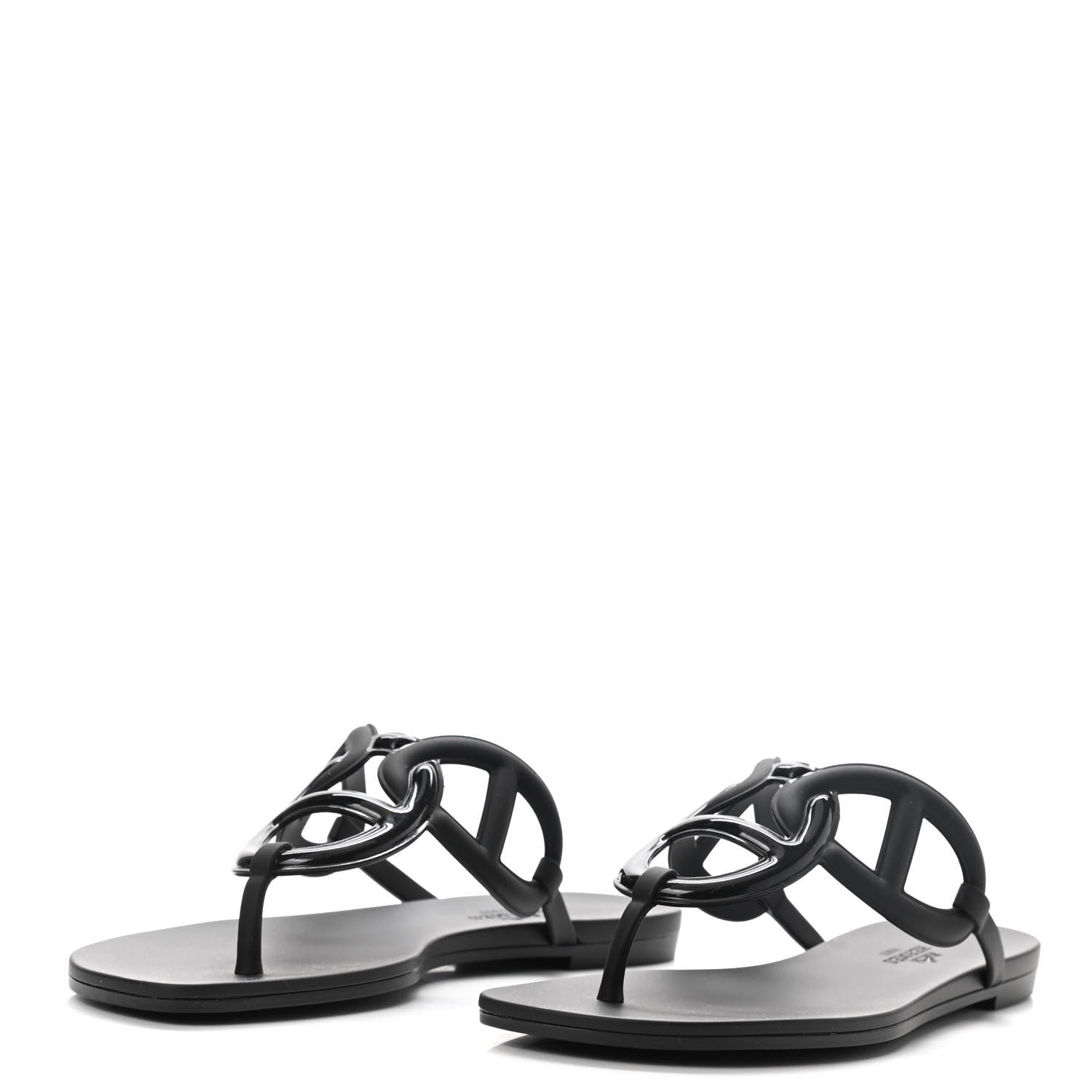 Hermes Rubber Womens Egerie Sandals 37 Black 4 of 8