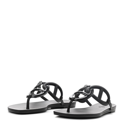 Hermes Rubber Womens Egerie Sandals 37 Black 4 of 8