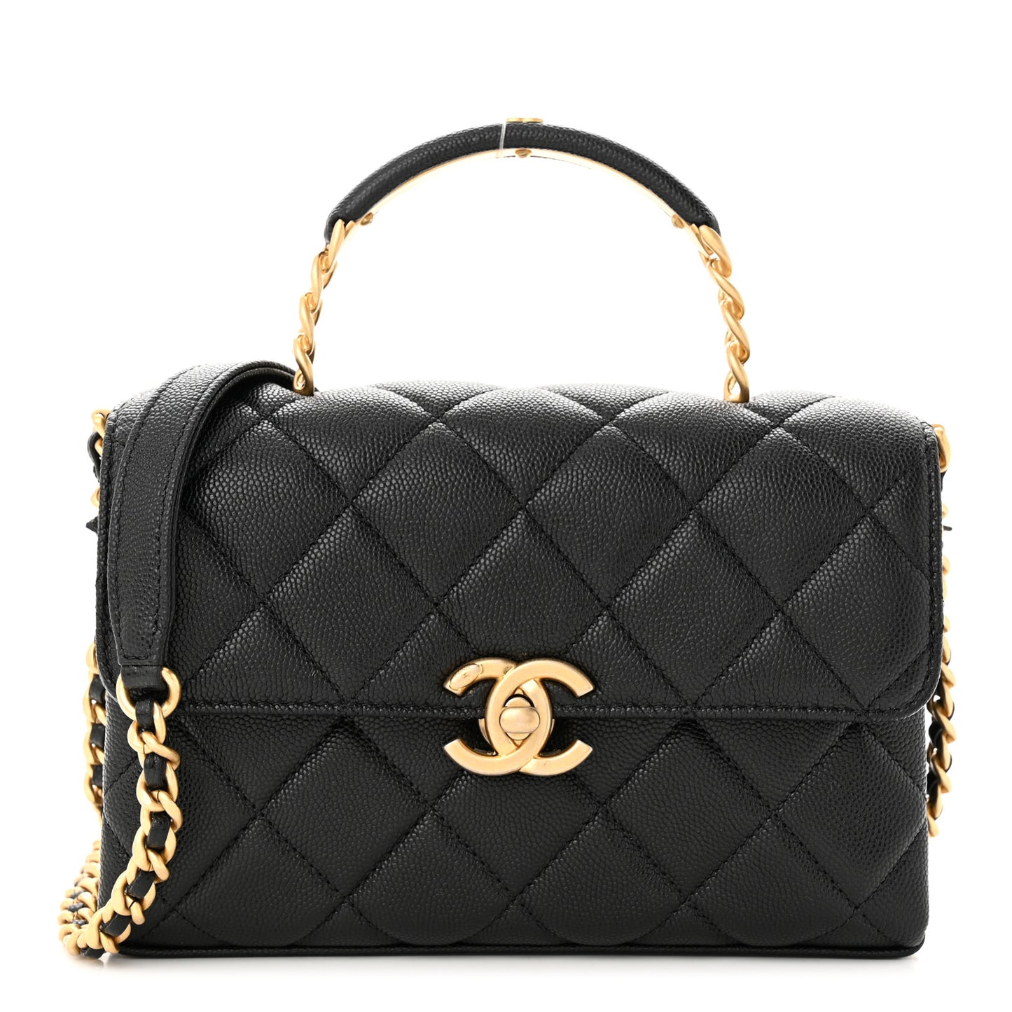 Caviar Quilted Small Carry Me Top Handle Flap Black