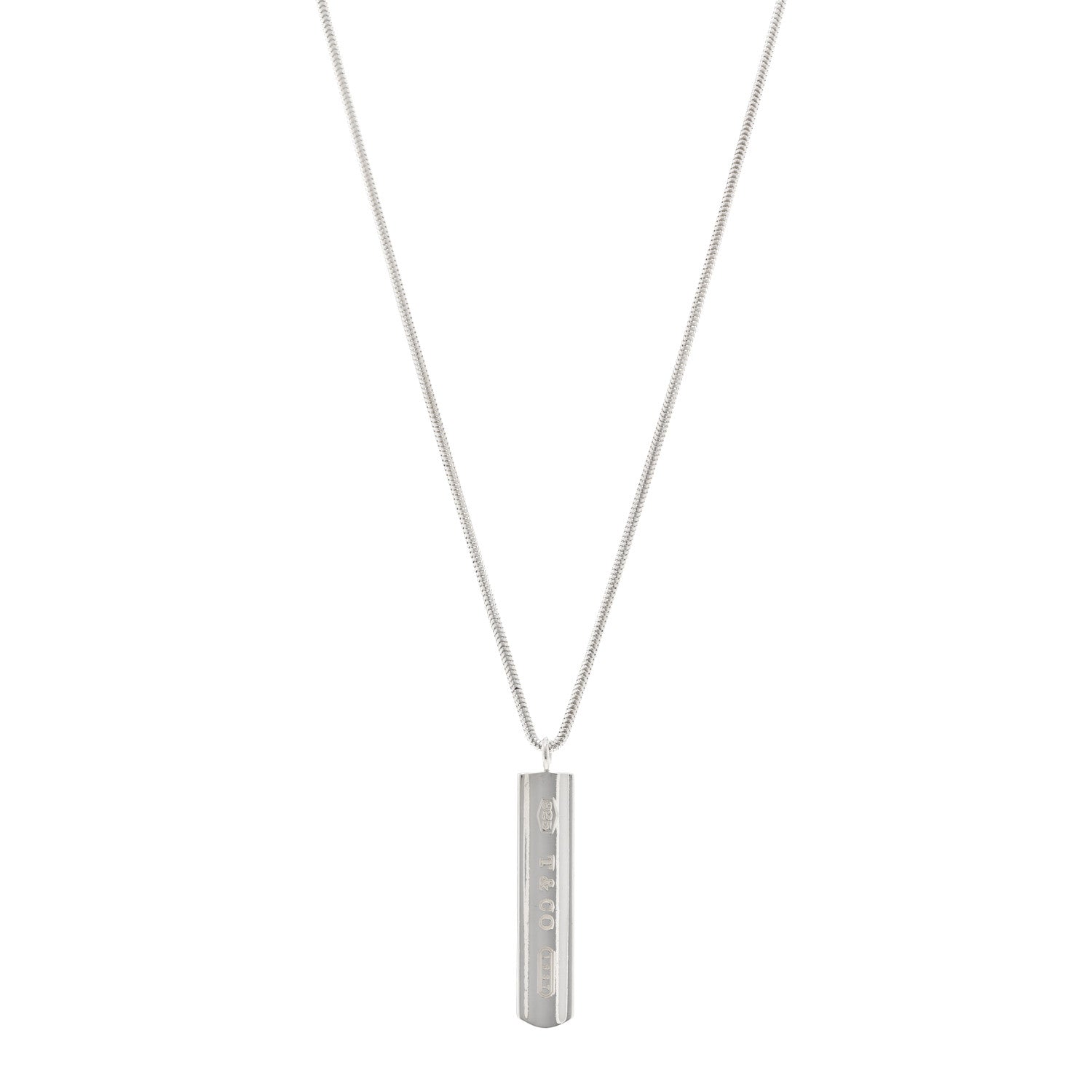 Tiffany Sterling Silver 1837 Bar Pendant Necklace 1 of 5