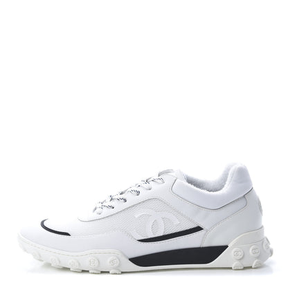 Chanel Lycra Womens CC Sneakers 41 White Black 1 of 8