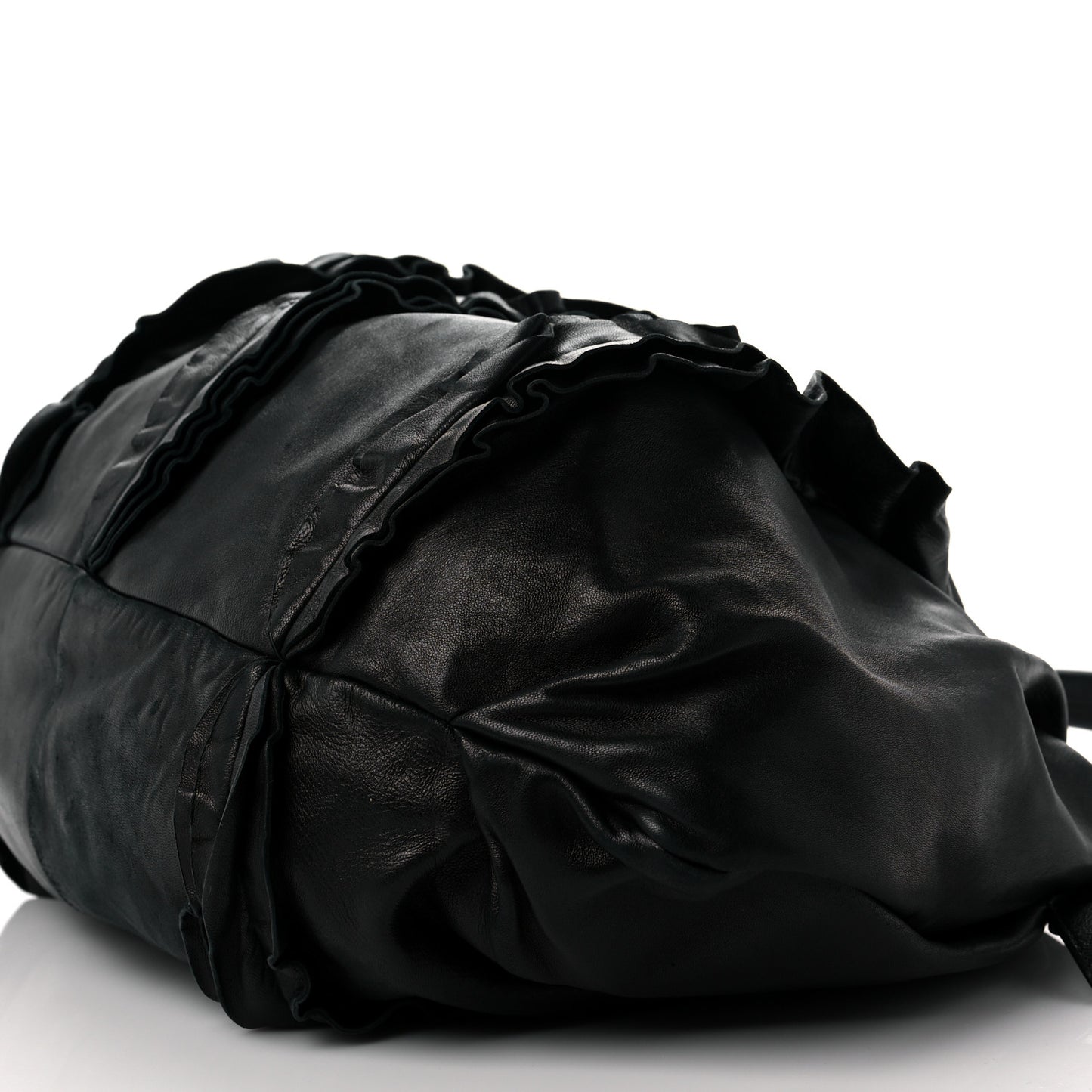 Nappa Ruffle Hobo Black