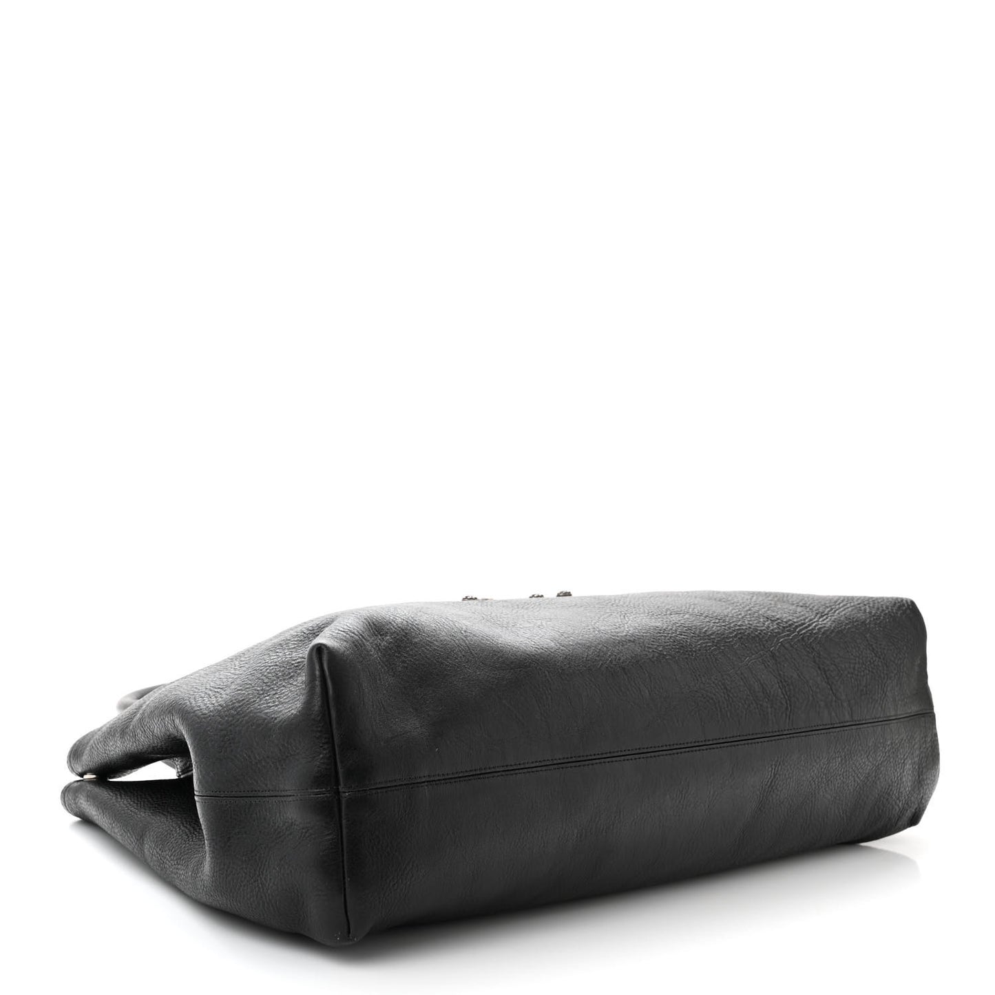 Grained Calfskin Fleur De Lis Tote Black