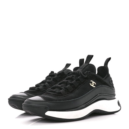 Chanel Velvet Calfskin Mixed Fibers CC Sneakers 38.5 Black 3 of 8
