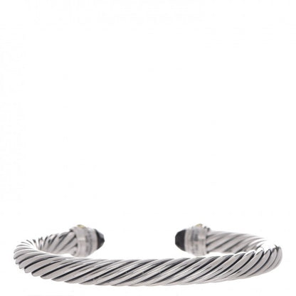 David Yurman Sterling Silver 14K Yellow Gold Black Onyx 7mm Cable Classics Bracelet 3 of 5