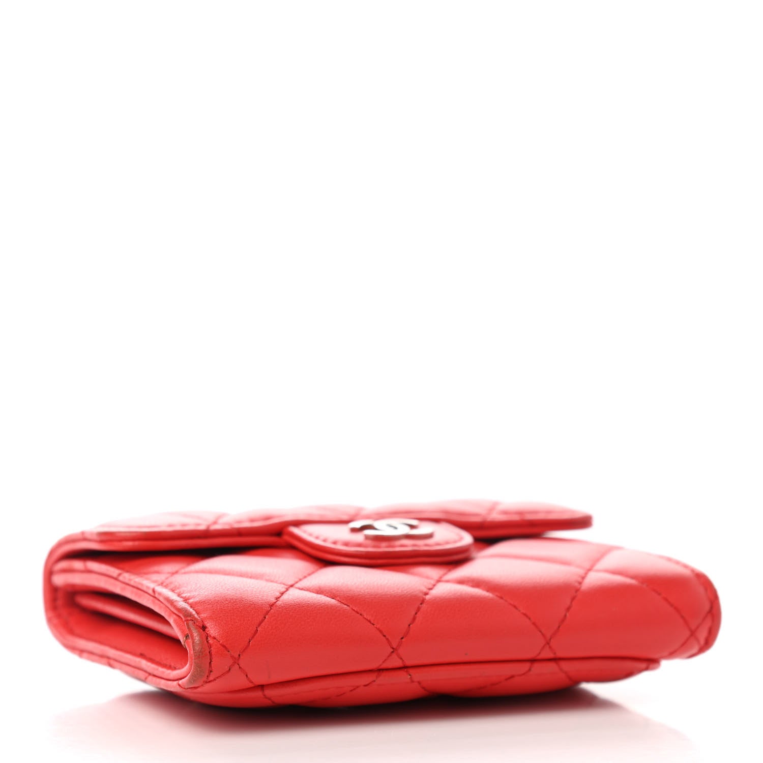 Chanel Lambskin Quilted Flap Card Holder Wallet Red 4 of 10