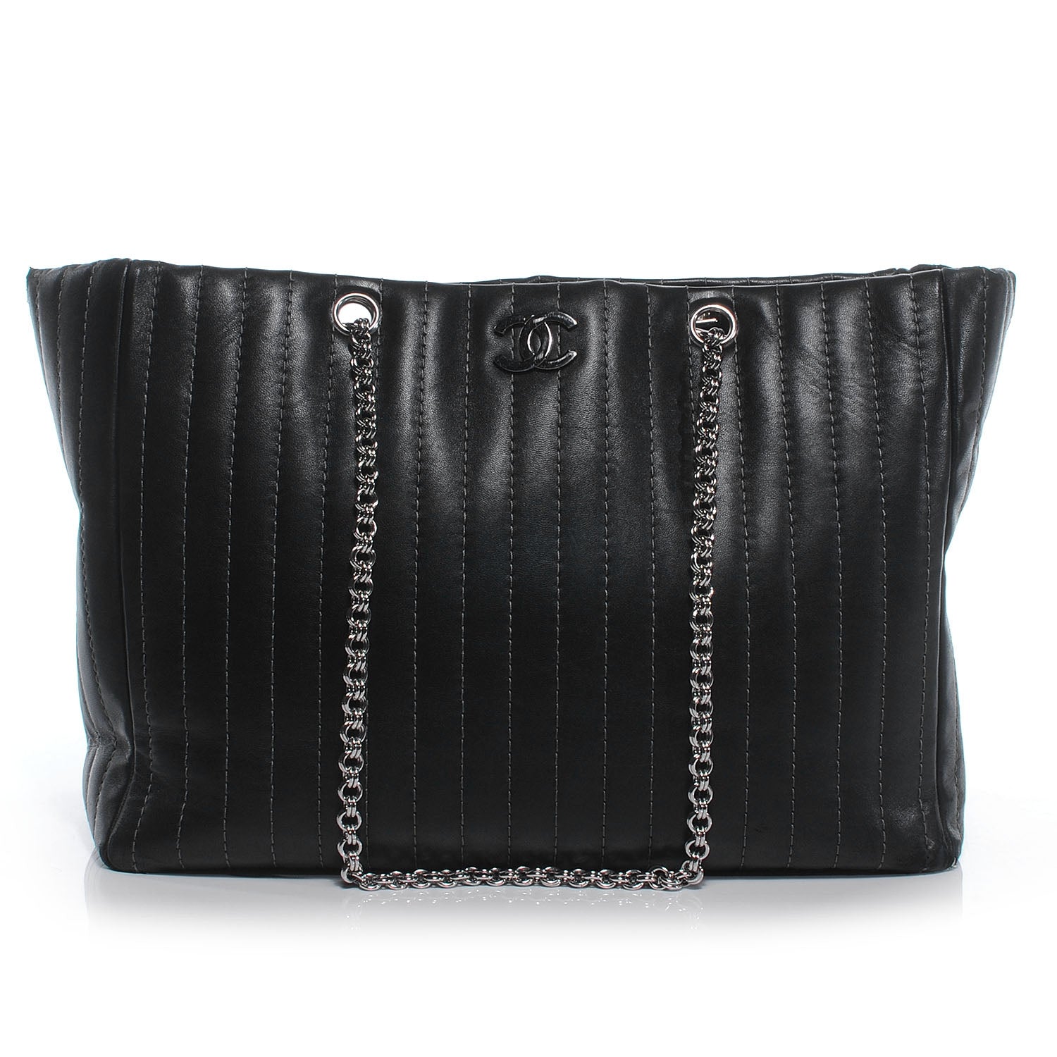 Chanel Lambskin Vertical Quilted Large Mademoiselle Tote Black 1 of 11