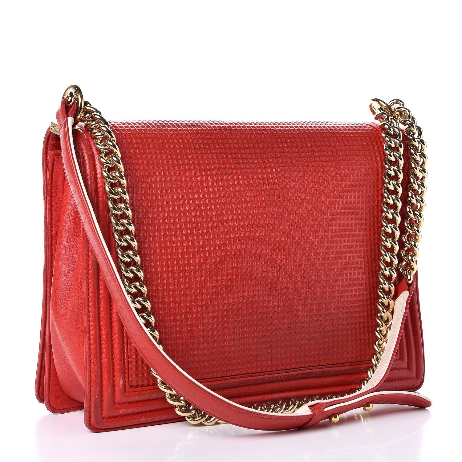Chanel Lambskin Square Quilted Large Boy Cube Flap Red 3 of 22