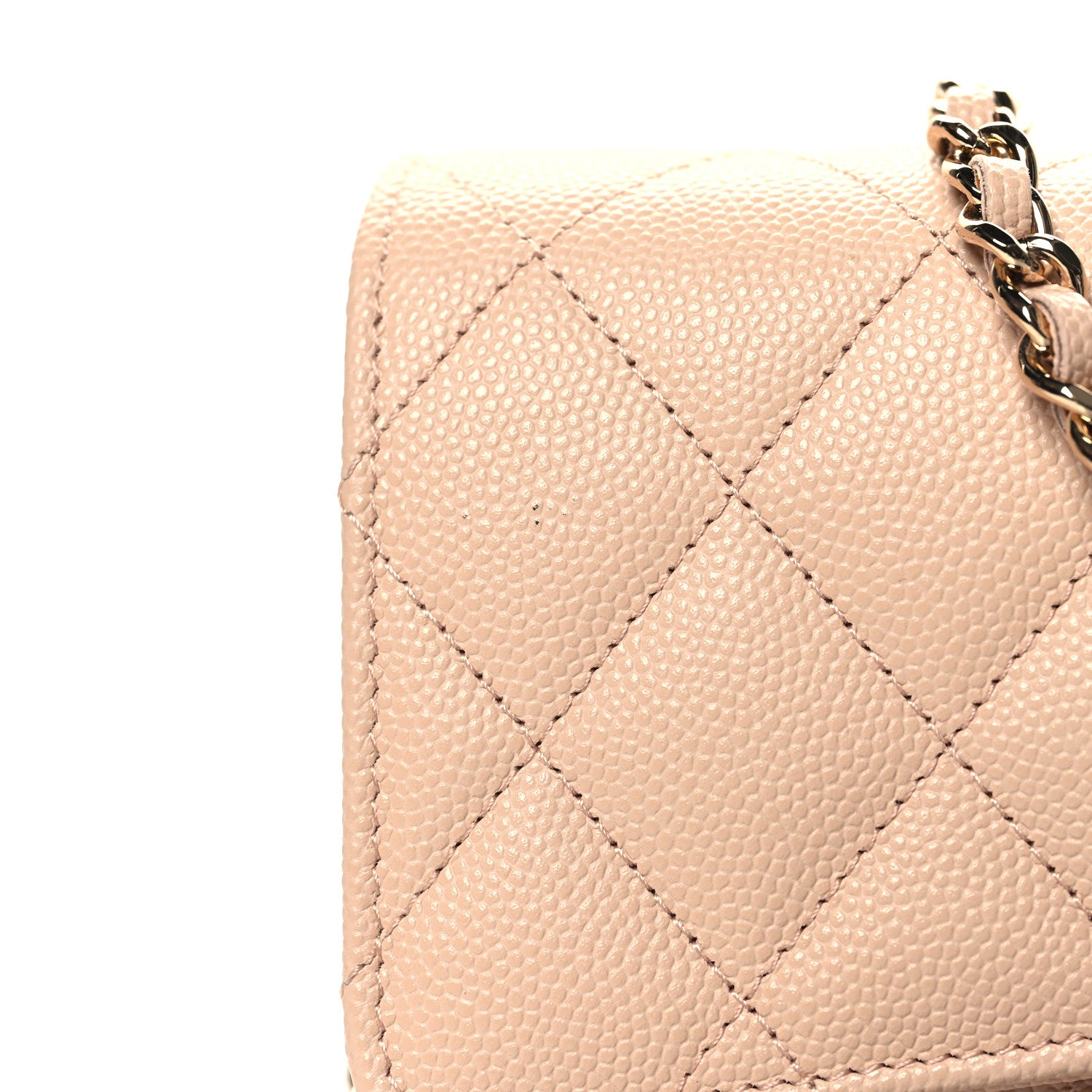 Chanel Caviar Quilted Phone Holder Wallet on Removable Chain Light Beige 14 of 15