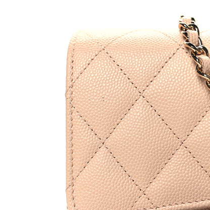 Chanel Caviar Quilted Phone Holder Wallet on Removable Chain Light Beige 14 of 15