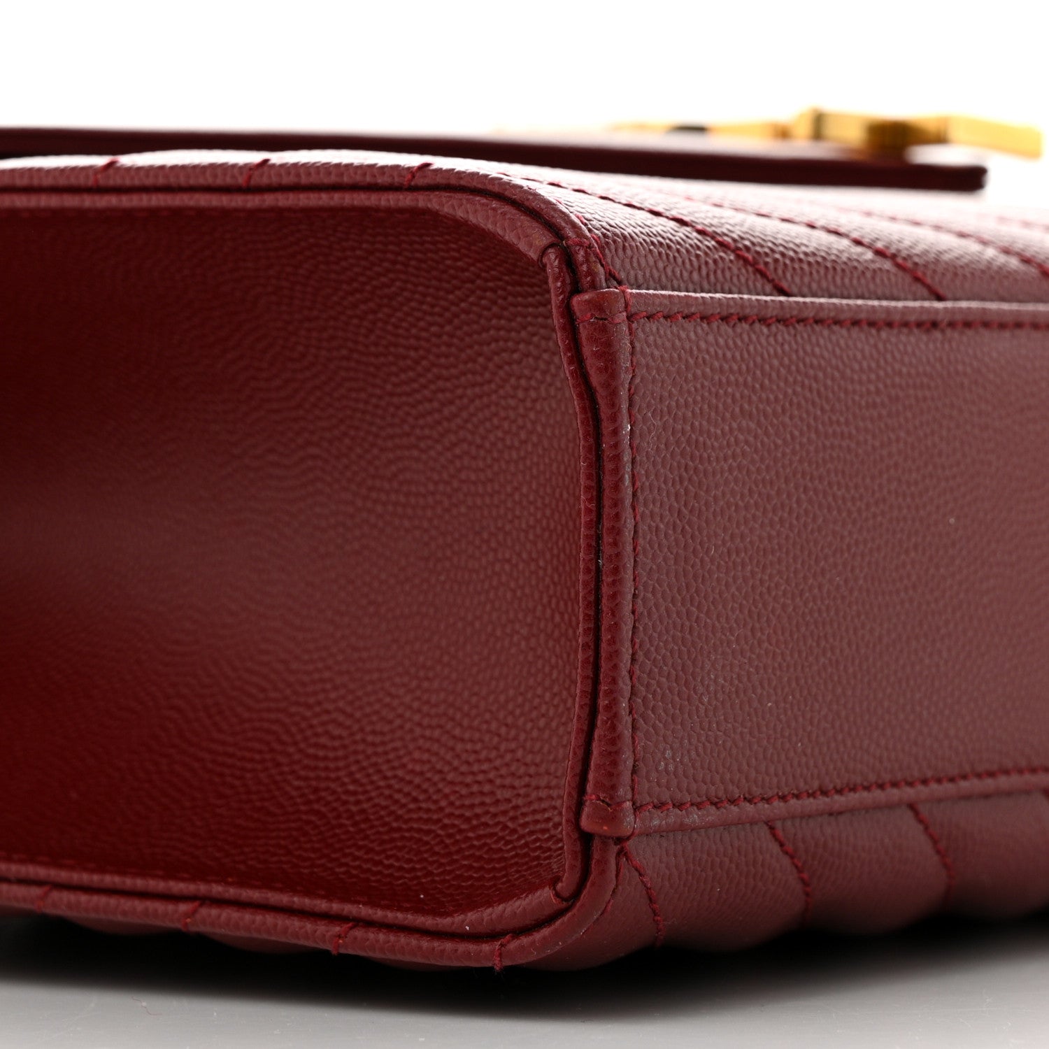 Saint Laurent Grain De Poudre Matelasse Chevron Large Monogram Satchel Oxblood 9 of 10