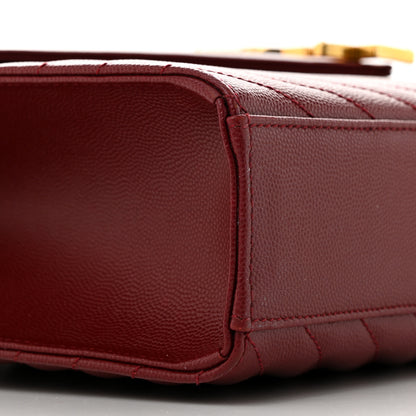 Saint Laurent Grain De Poudre Matelasse Chevron Large Monogram Satchel Oxblood 9 of 10