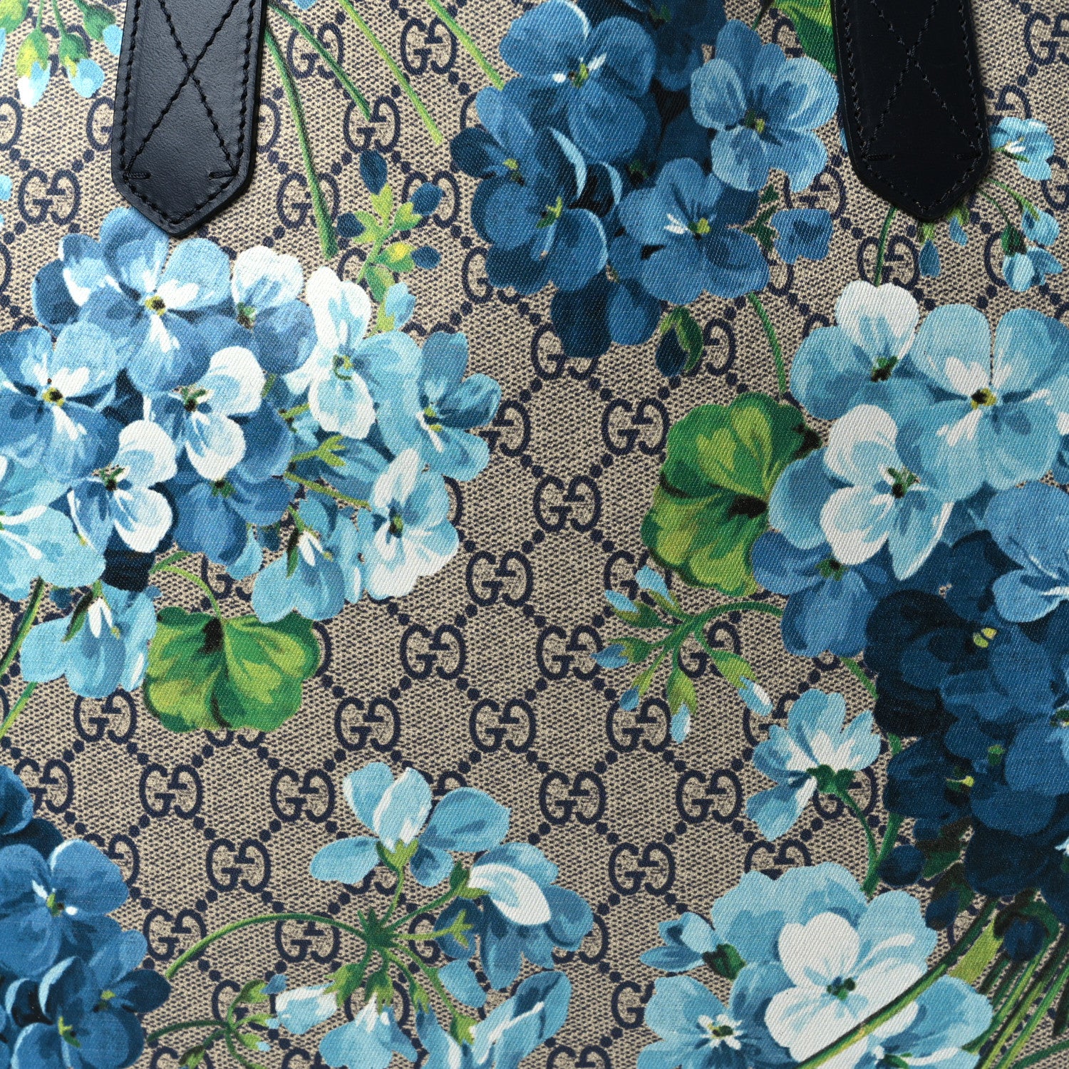 Gucci GG Supreme Monogram Blooms Medium Reversible Tote Beige Blue Navy 8 of 10
