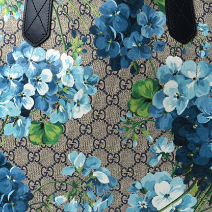 Gucci GG Supreme Monogram Blooms Medium Reversible Tote Beige Blue Navy 8 of 10