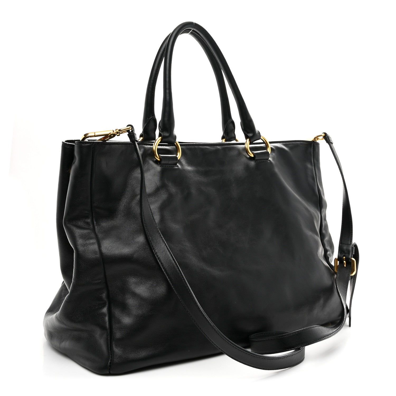 Prada Soft Calf Shopping Tote Black 3 of 10