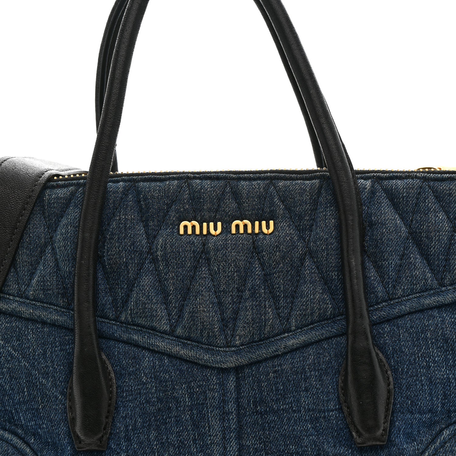 Miu Miu Denim Matelasse Biker Tote Avio 8 of 16