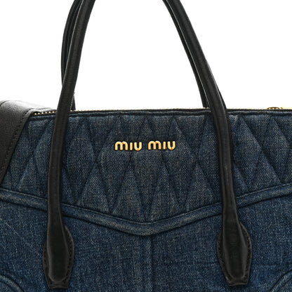 Miu Miu Denim Matelasse Biker Tote Avio 8 of 16